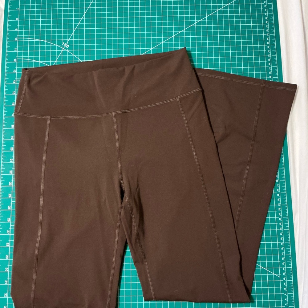 Fabletics PureLuxe Brown High-Waisted Flare Leggings